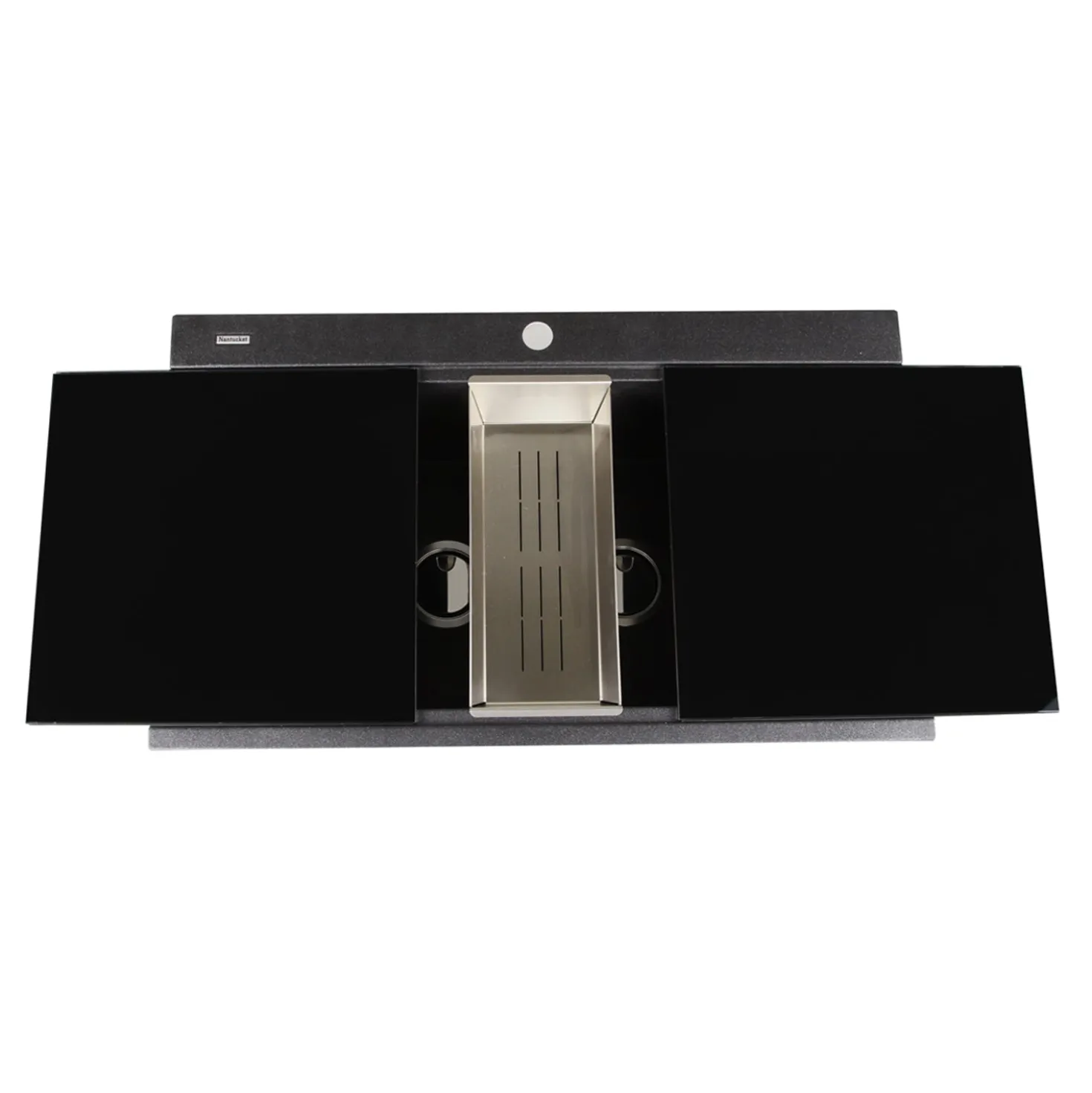 Nantucket Sinks Large Double Bowl Prep Station Topmount Granite Composite