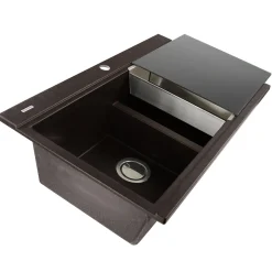 Nantucket Sinks Large Double Bowl Prep Station Topmount Granite Composite
