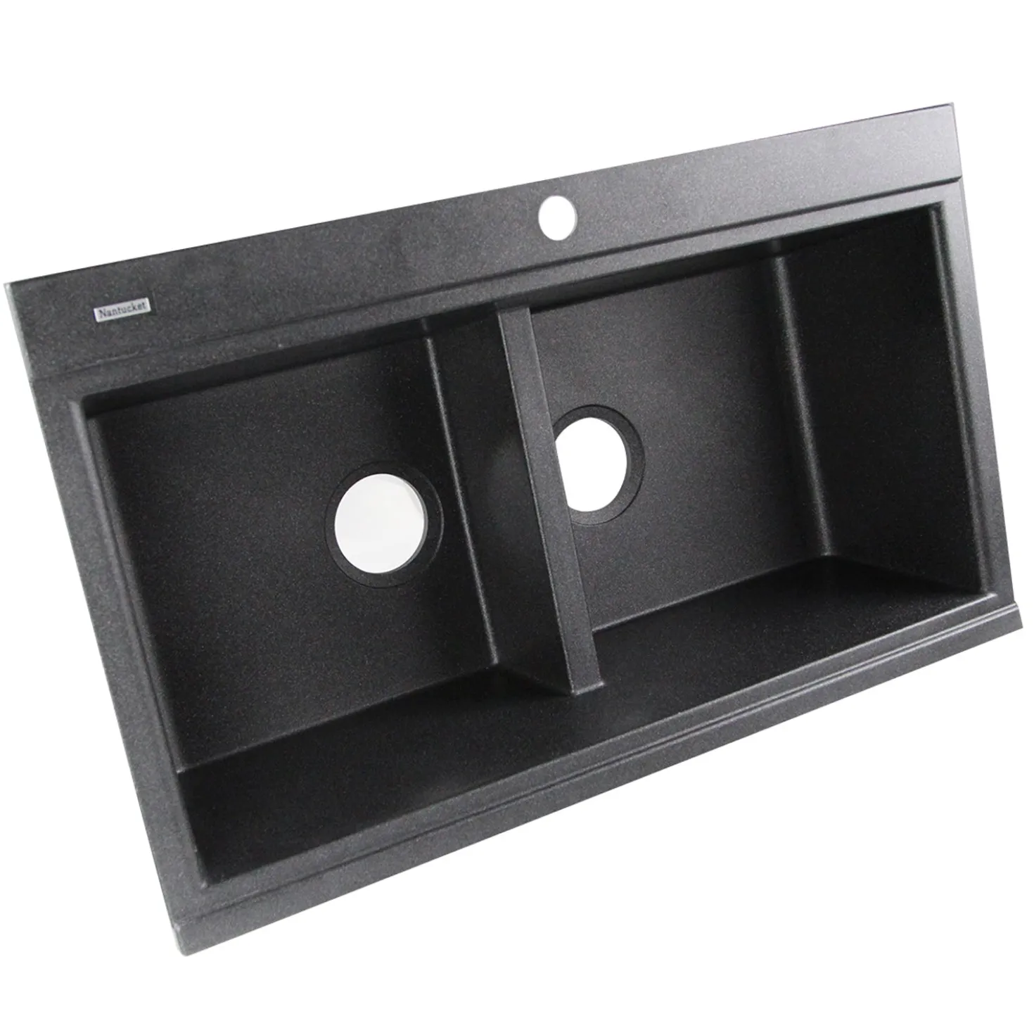 Nantucket Sinks Large Double Bowl Prep Station Topmount Granite Composite