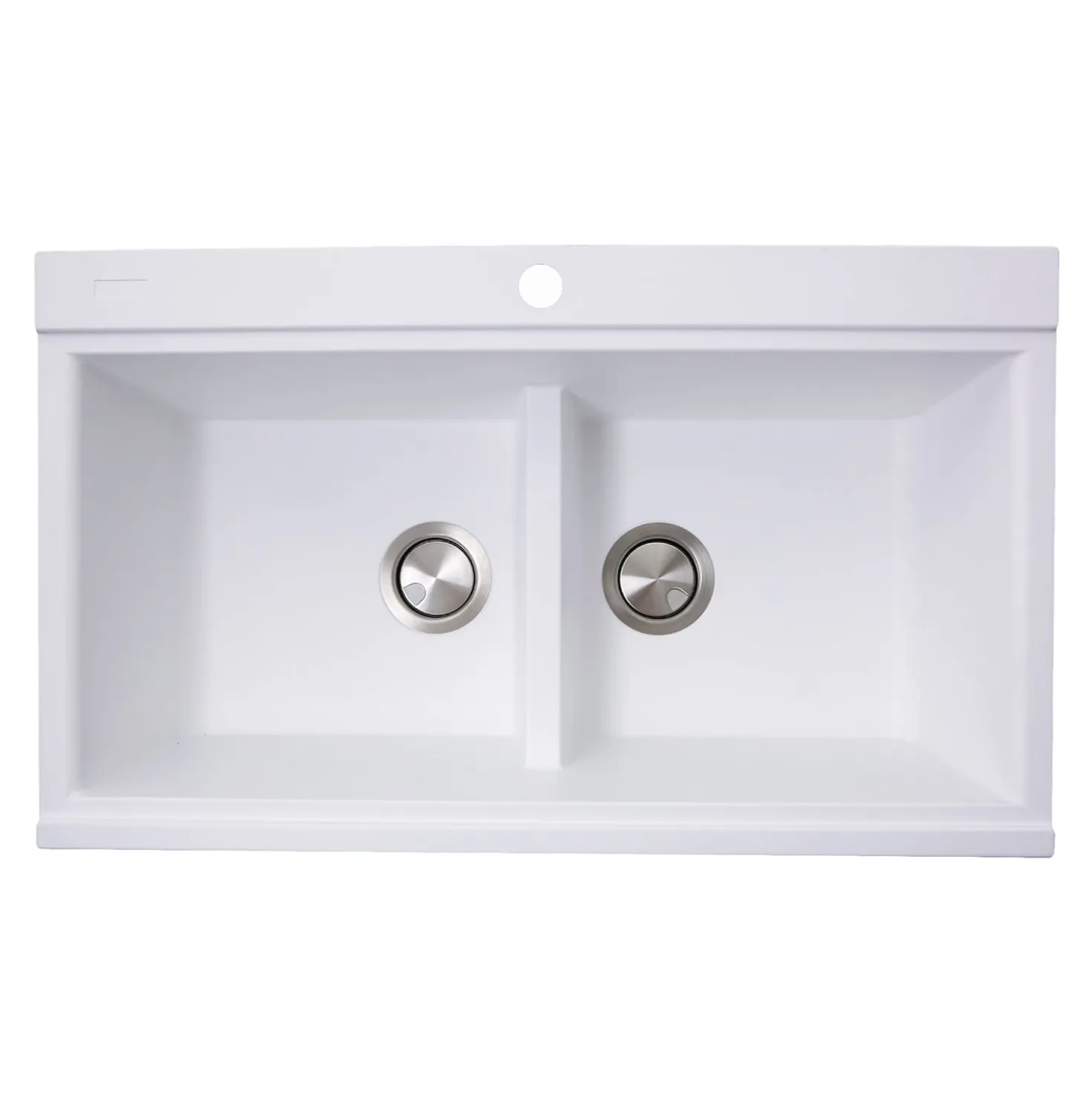 Nantucket Sinks Large Double Bowl Prep Station Topmount Granite Composite White