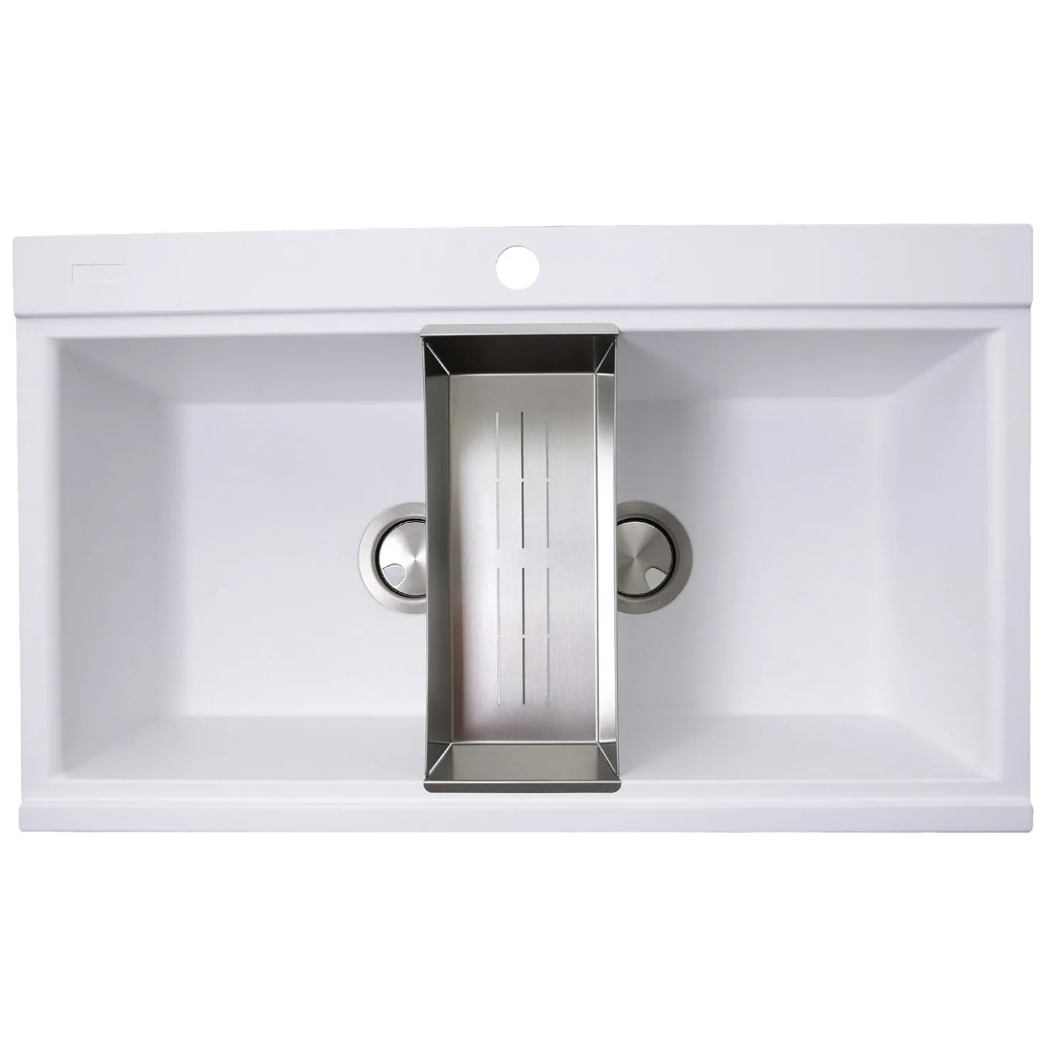 Nantucket Sinks Large Double Bowl Prep Station Topmount Granite Composite White