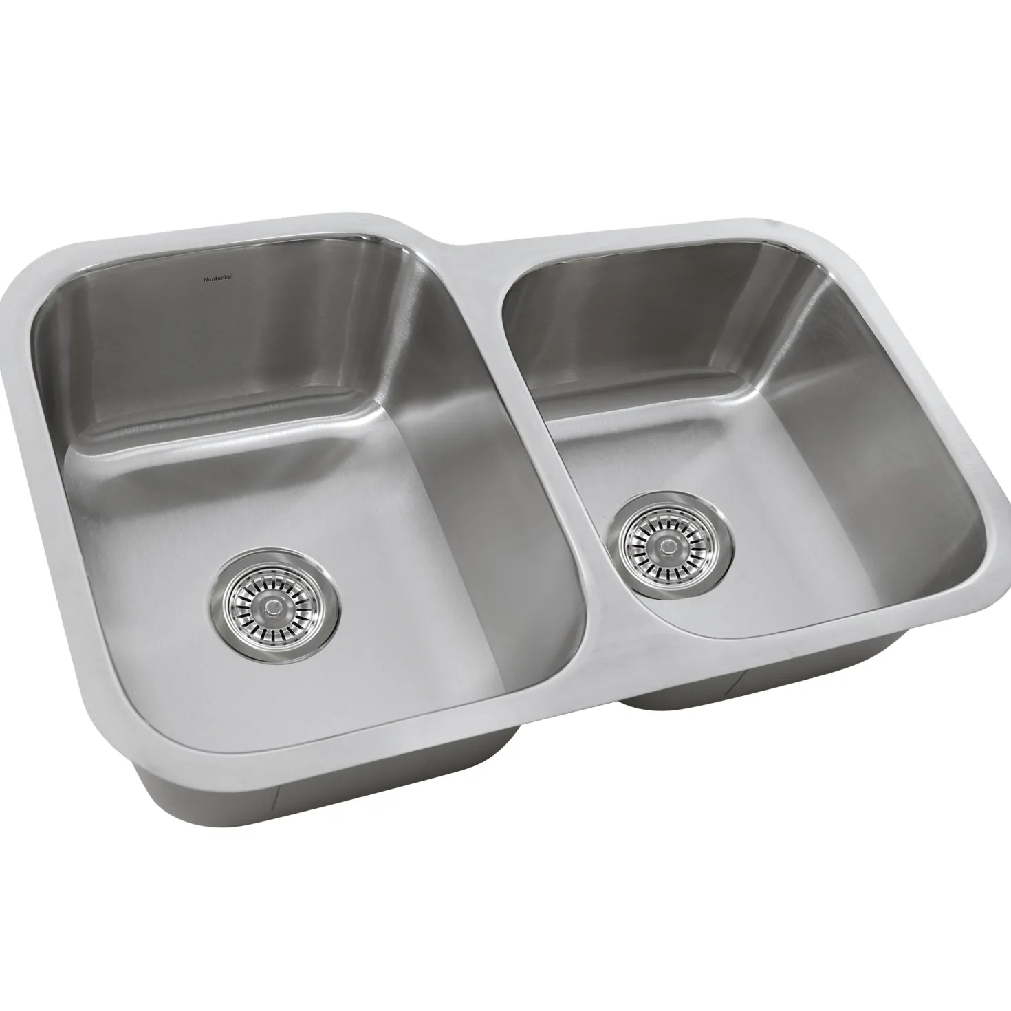 Nantucket Sinks NS6040-18 - 32" 60/40 Double Bowl Undermount Stainless Steel Kitchen Sink, 18 Gauge