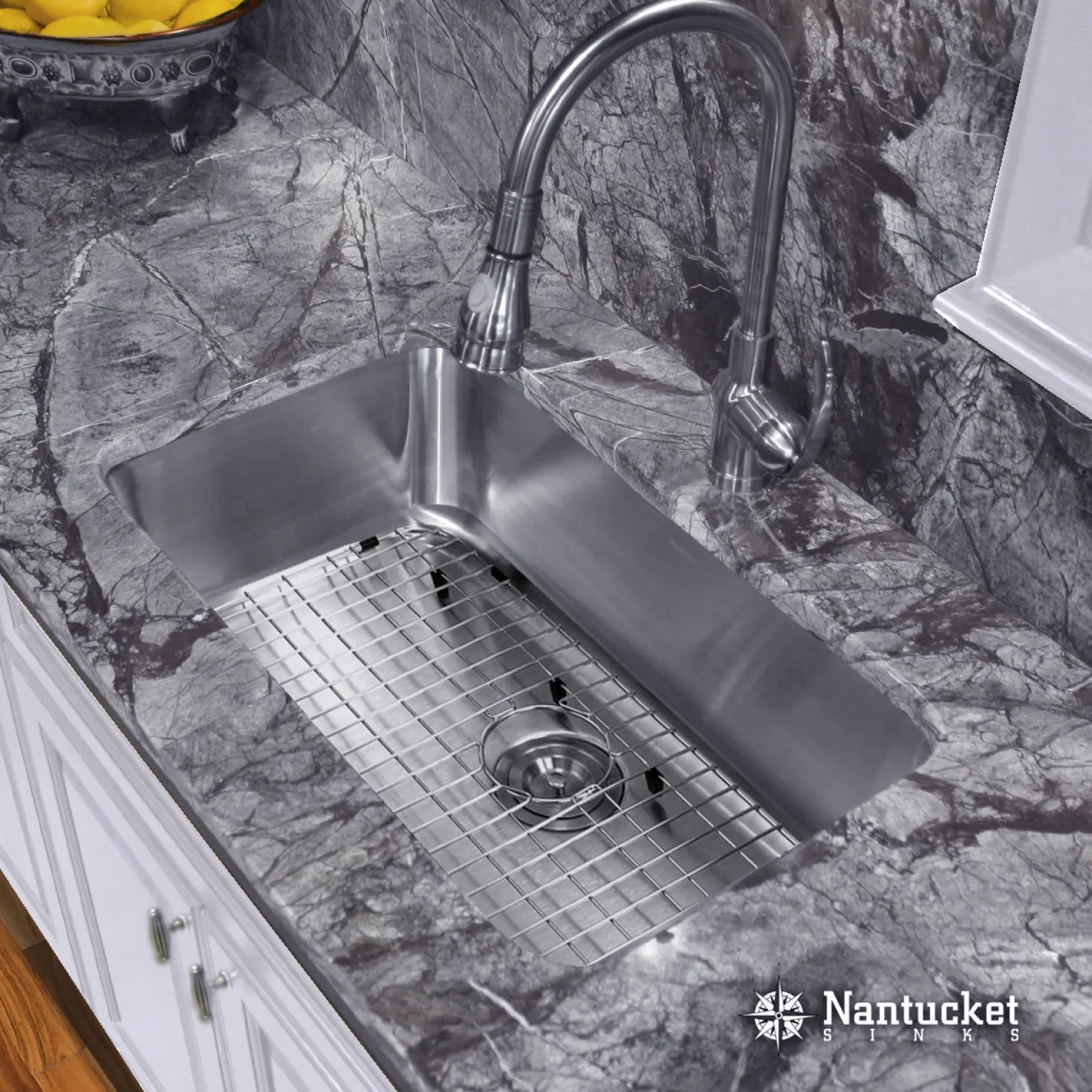 Nantucket Sinks NS3018-9-16 30" Large Rectangle Single Bowl Undermount Stainless Steel Kitchen Sink, 9" Deep