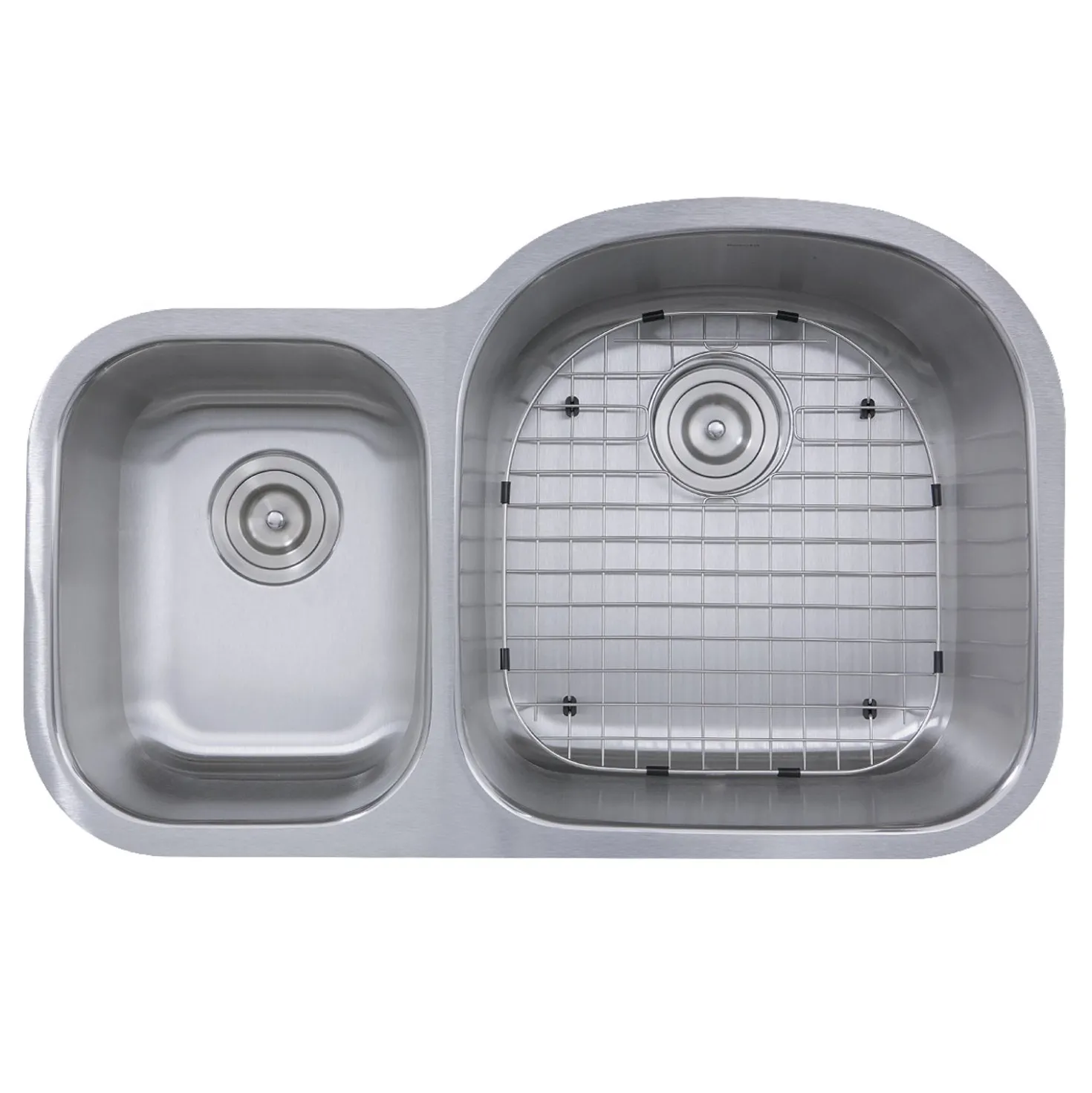 Nantucket Sinks Ns7030-16 - 32.5" 70/30 Reverse Double Bowl Undermount Stainless Steel Kitchen Sink, 16 Gauge