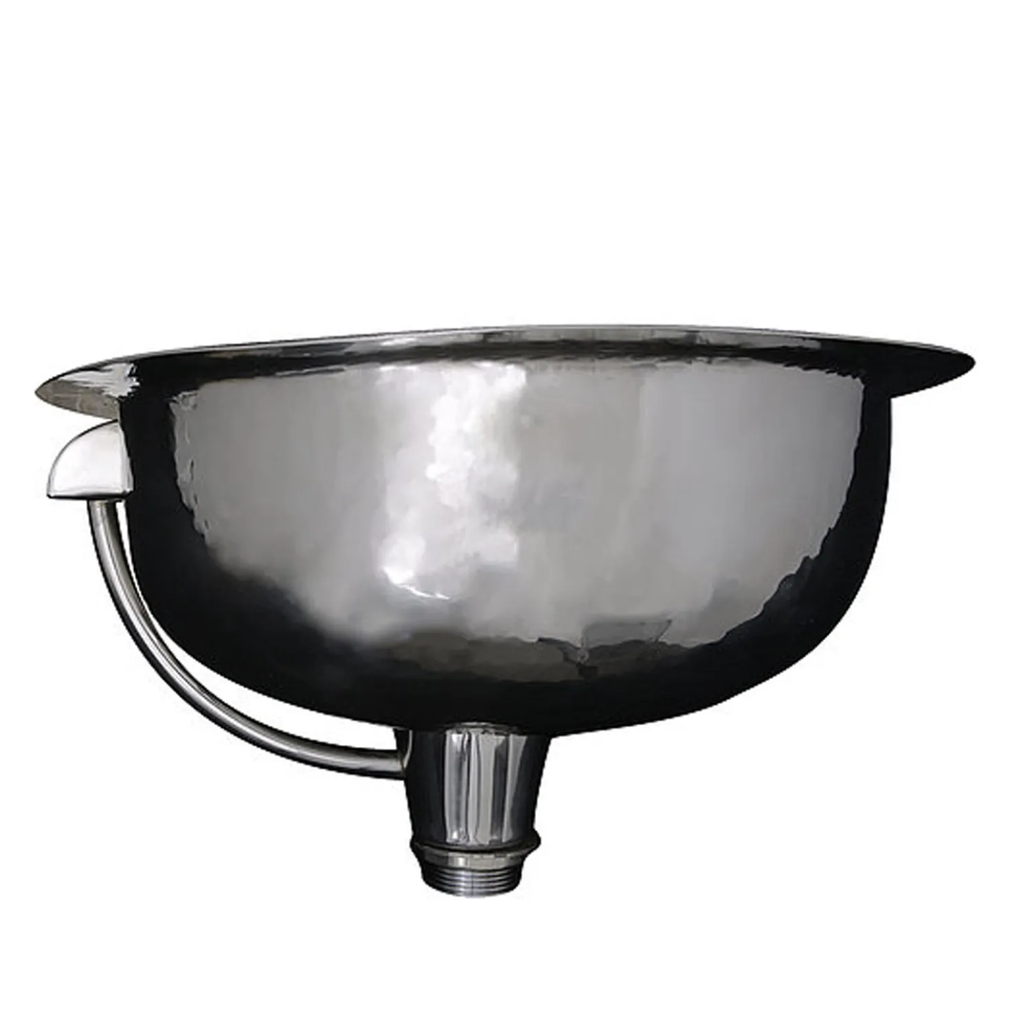 Nantucket Sinks OVS-OF 17.5-Inch x 13.75-Inch Hand Hammered Stainless Steel Oval Undermount Bathroom Sink with Overflow