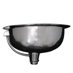Nantucket Sinks OVS-OF 17.5-Inch x 13.75-Inch Hand Hammered Stainless Steel Oval Undermount Bathroom Sink with Overflow