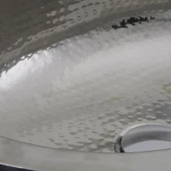 Nantucket Sinks OVS-OF 17.5-Inch x 13.75-Inch Hand Hammered Stainless Steel Oval Undermount Bathroom Sink with Overflow