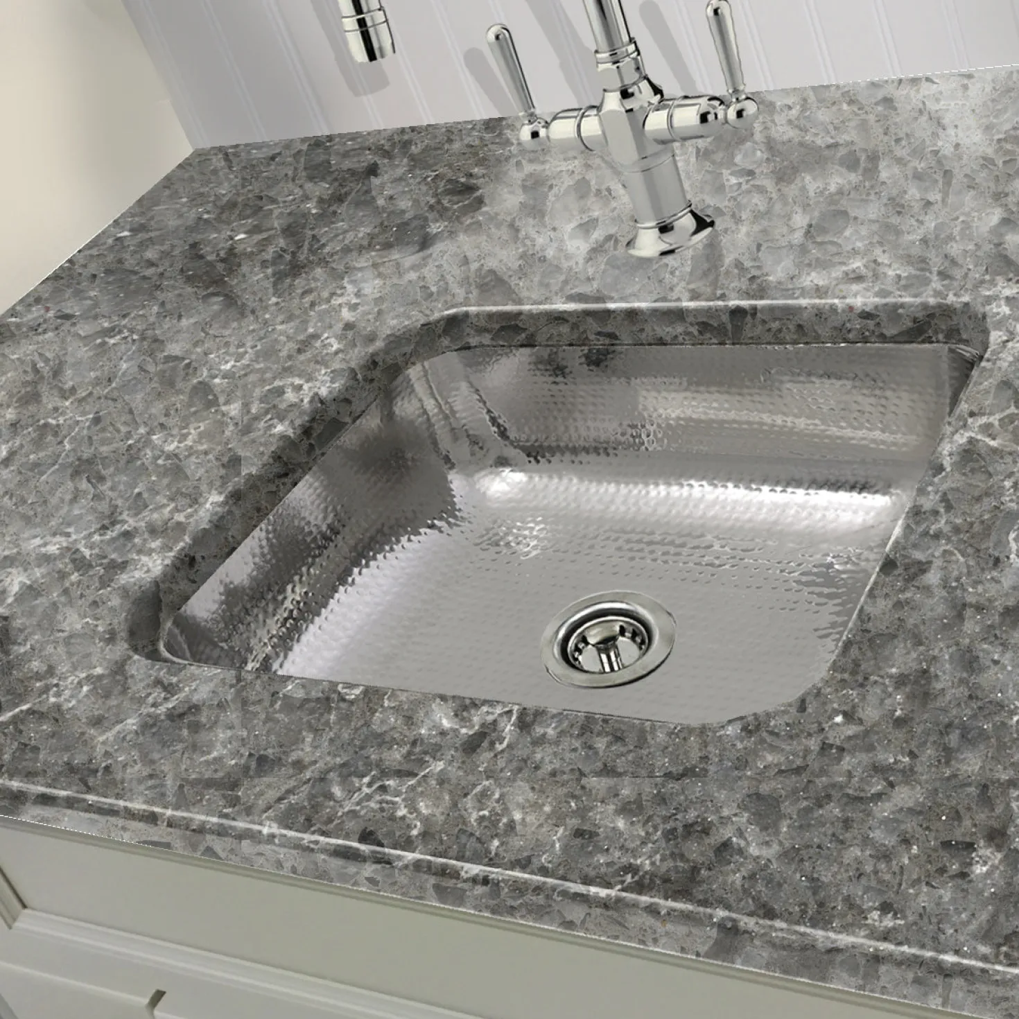 Nantucket Sinks RES - 17.5" Hammered Stainless Steel Rectangle Bar Sink