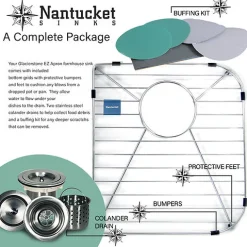 Nantucket Sinks RetroFit Glacier Stone Single Bowl Ezapron Kitchen Sink