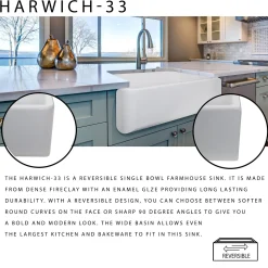 Nantucket Sinks Reversible 33" Italian Fireclay Farmhouse Sink