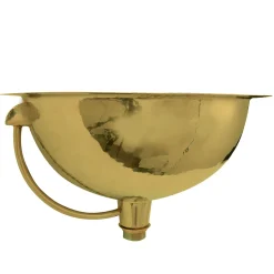 Nantucket Sinks RLB - 16.5-Inch Hammered Brass Round Undermount Bathroom Sink with Overflow
