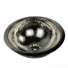 Nantucket Sinks RLN-OF - 16.5-Inch Hand Hammered Brass Round Undermount Bathroom Sink, Nickel Plated Finish, with Overflow
