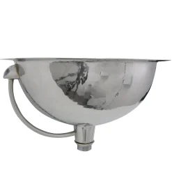Nantucket Sinks RLS-OF 16.875-Inch Hand Hammered Stainless Steel Round Undermount Bathroom Sink with Overflow