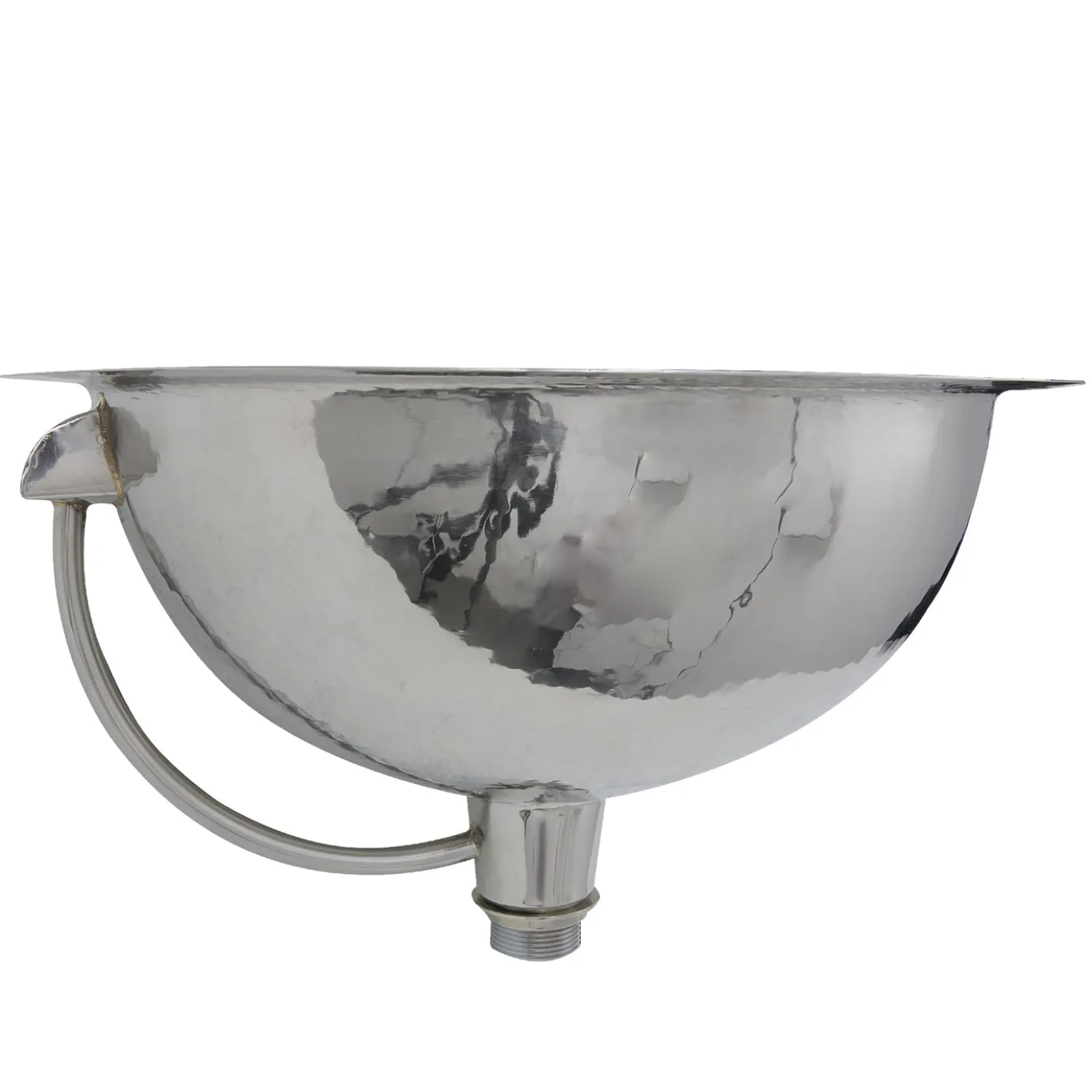 Nantucket Sinks RLS-OF 16.875-Inch Hand Hammered Stainless Steel Round Undermount Bathroom Sink with Overflow