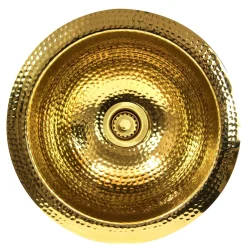 Nantucket Sinks ROB - 13-Inch Hand Hammered Brass Round Undermount Bar Sink