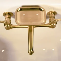 Nantucket Sinks Satin Brass Wall Mount Utility Faucet with Soap Dish