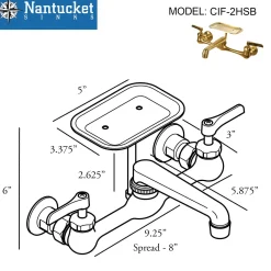 Nantucket Sinks Satin Brass Wall Mount Utility Faucet with Soap Dish