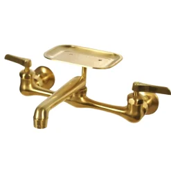 Nantucket Sinks Satin Brass Wall Mount Utility Faucet with Soap Dish