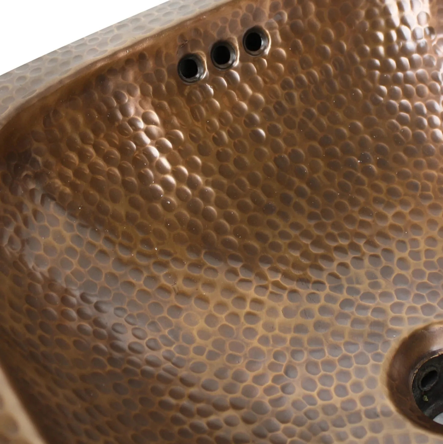 Nantucket Sinks SQRC-OF - 16.25" Hand Hammered Copper Square Undermount Bathroom Sink with Overflow