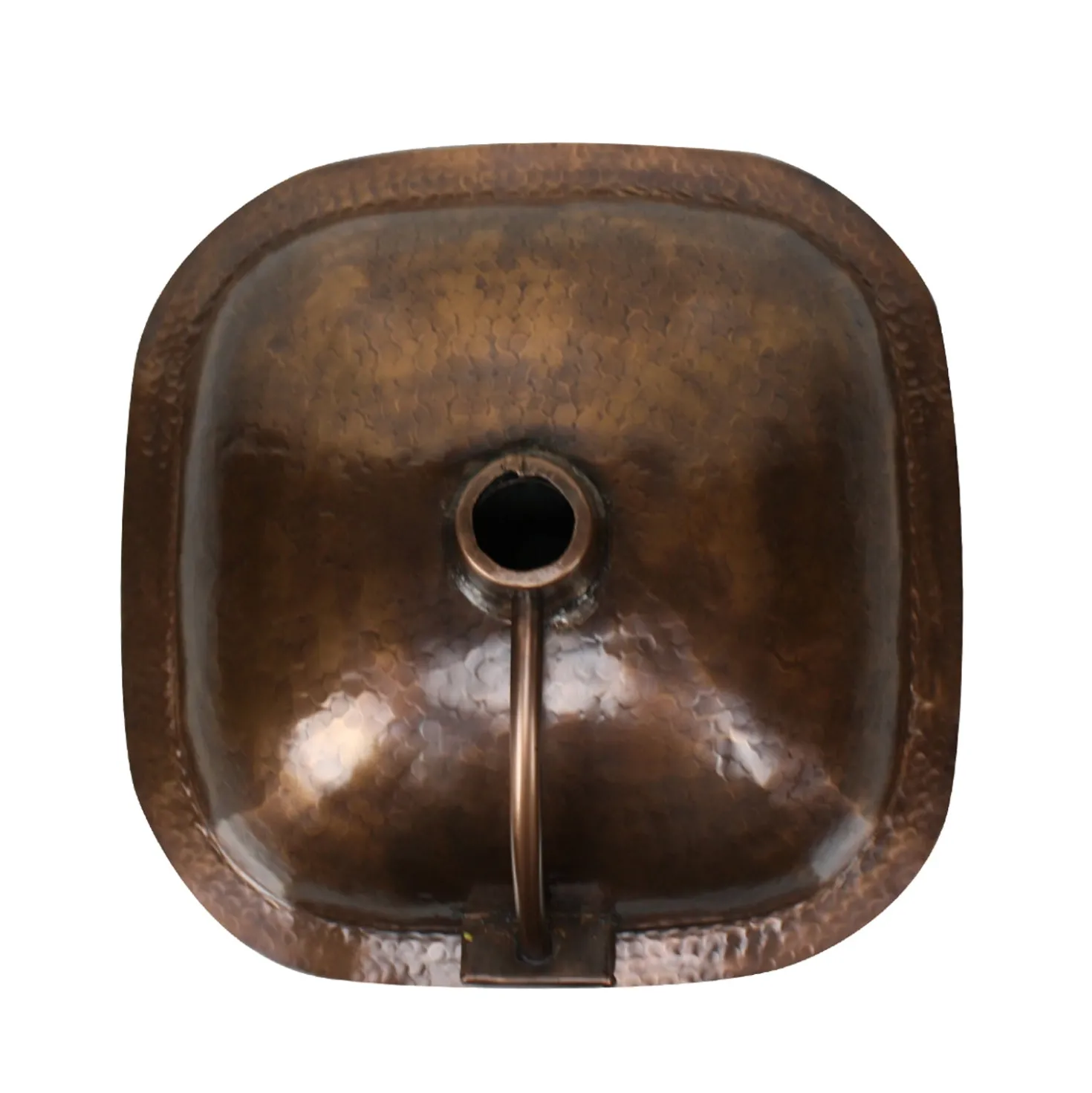 Nantucket Sinks SQRC-OF - 16.25" Hand Hammered Copper Square Undermount Bathroom Sink with Overflow