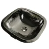 Nantucket Sinks SQRN-OF 16.25" Hand Hammered Nickel Plated Brass Vanity Sink with Overflow