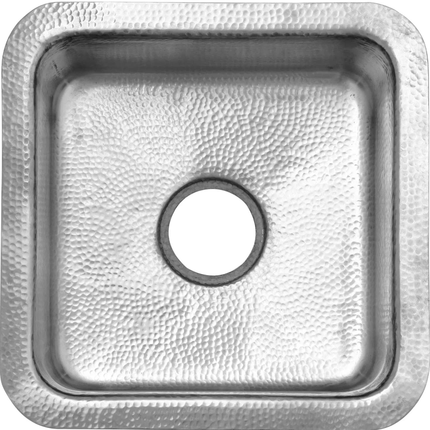 Nantucket Sinks 16 1/2" Square Hammered Satin Matte Finish Stainless Bar Sink