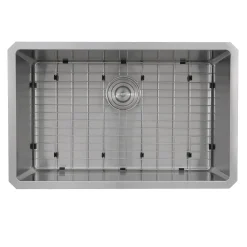 Nantucket Sinks SR3018 - Pro Series Rectangle Single Bowl Undermount Small Radius Corners Stainless Steel Kitchen Sink, 16 Gauge