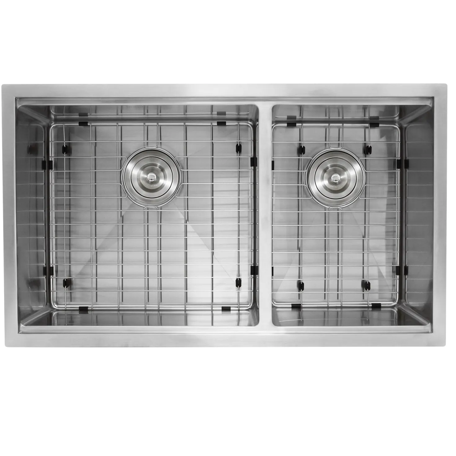 Nantucket Sinks SR-PS-3219-OS-16 Offset Double Bowl Workstation Small Radius Undermount Stainless Sink with Accessories