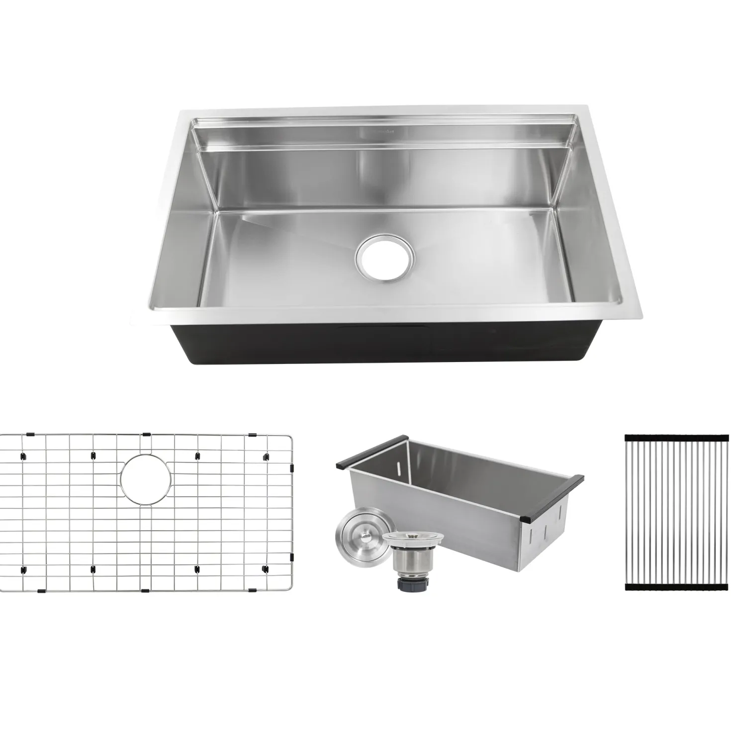 Nantucket Sinks SR-PS-3220-16 - 32" Professional Workstation Small Radius Undermount Stainless Kitchen Sink with Accessories