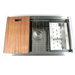 Nantucket Sinks SR-PS2-2818-16 - 28" Pro Series Workstation Single Bowl Undermount Stainless Steel Kitchen Sink with Included Accessories