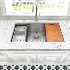 Nantucket Sinks SR-PS-3018-16 - 30" Pro Series Workstation Single Bowl Undermount Stainless Steel Kitchen Sink with Included Accessories