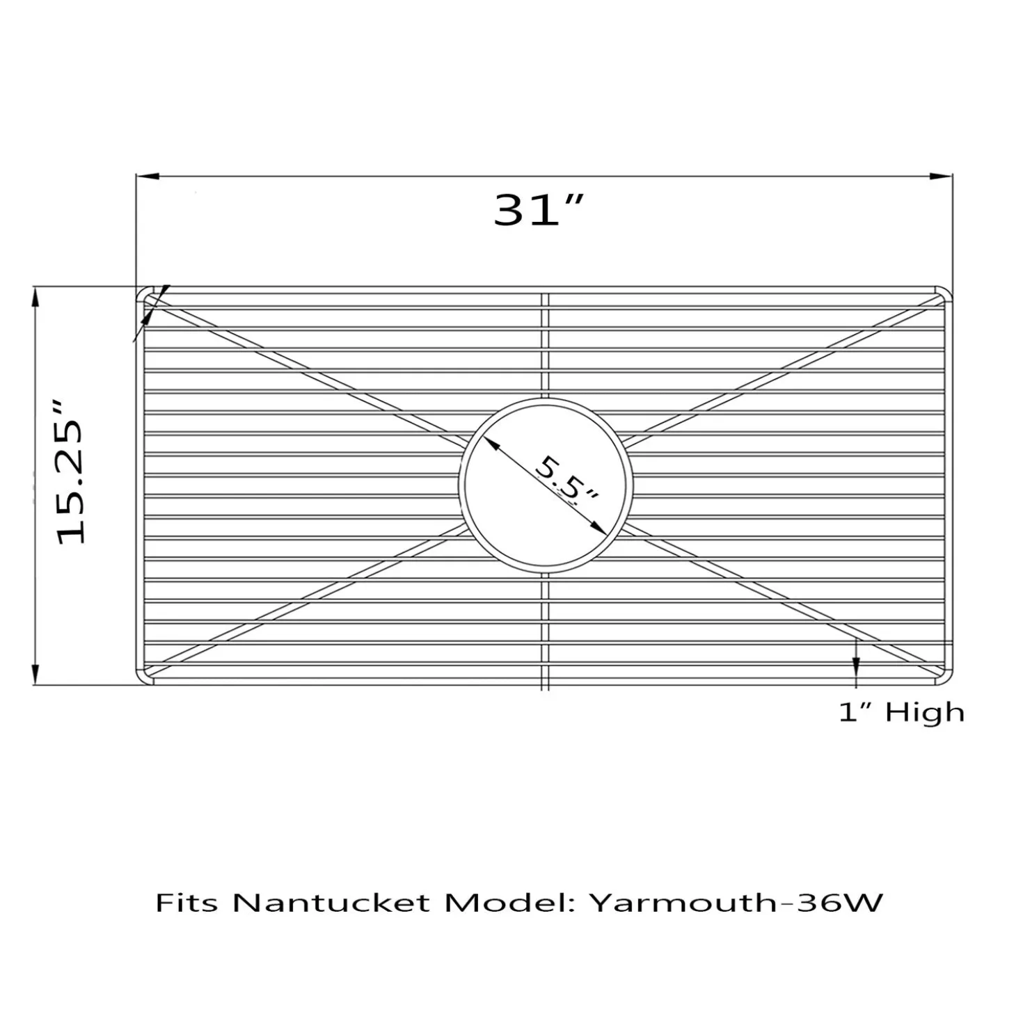 Nantucket Sinks Stainless Steel Bottom Grid BG-YM36