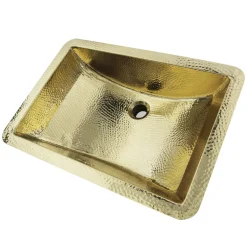 Nantucket Sinks TRB-1914-OF - 21-Inch Hand Hammered Brass Rectangle Undermount Bathroom Sink with Overflow