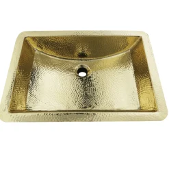 Nantucket Sinks TRB-1914-OF - 21-Inch Hand Hammered Brass Rectangle Undermount Bathroom Sink with Overflow