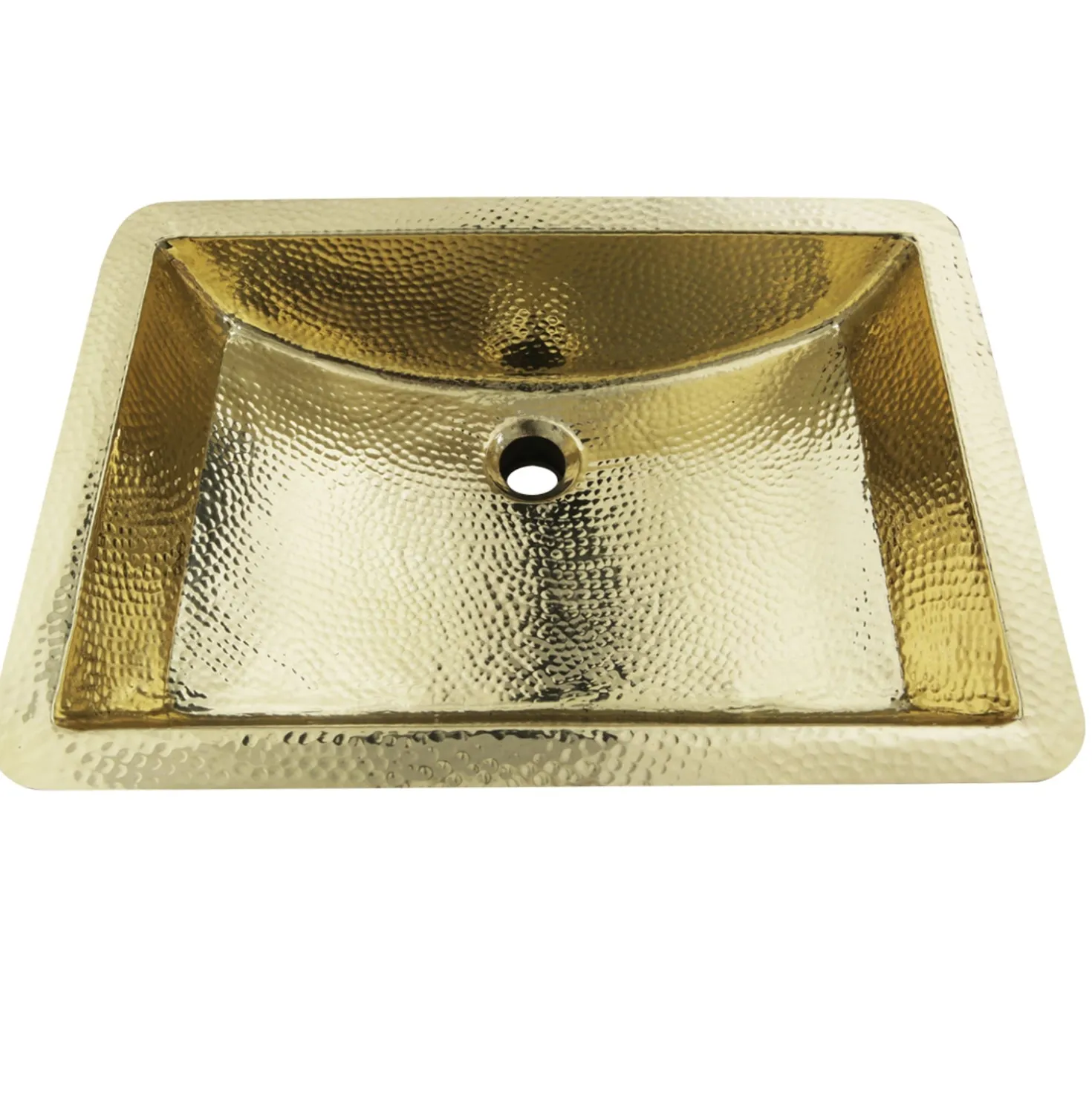 Nantucket Sinks TRB-1914-OF - 21-Inch Hand Hammered Brass Rectangle Undermount Bathroom Sink with Overflow