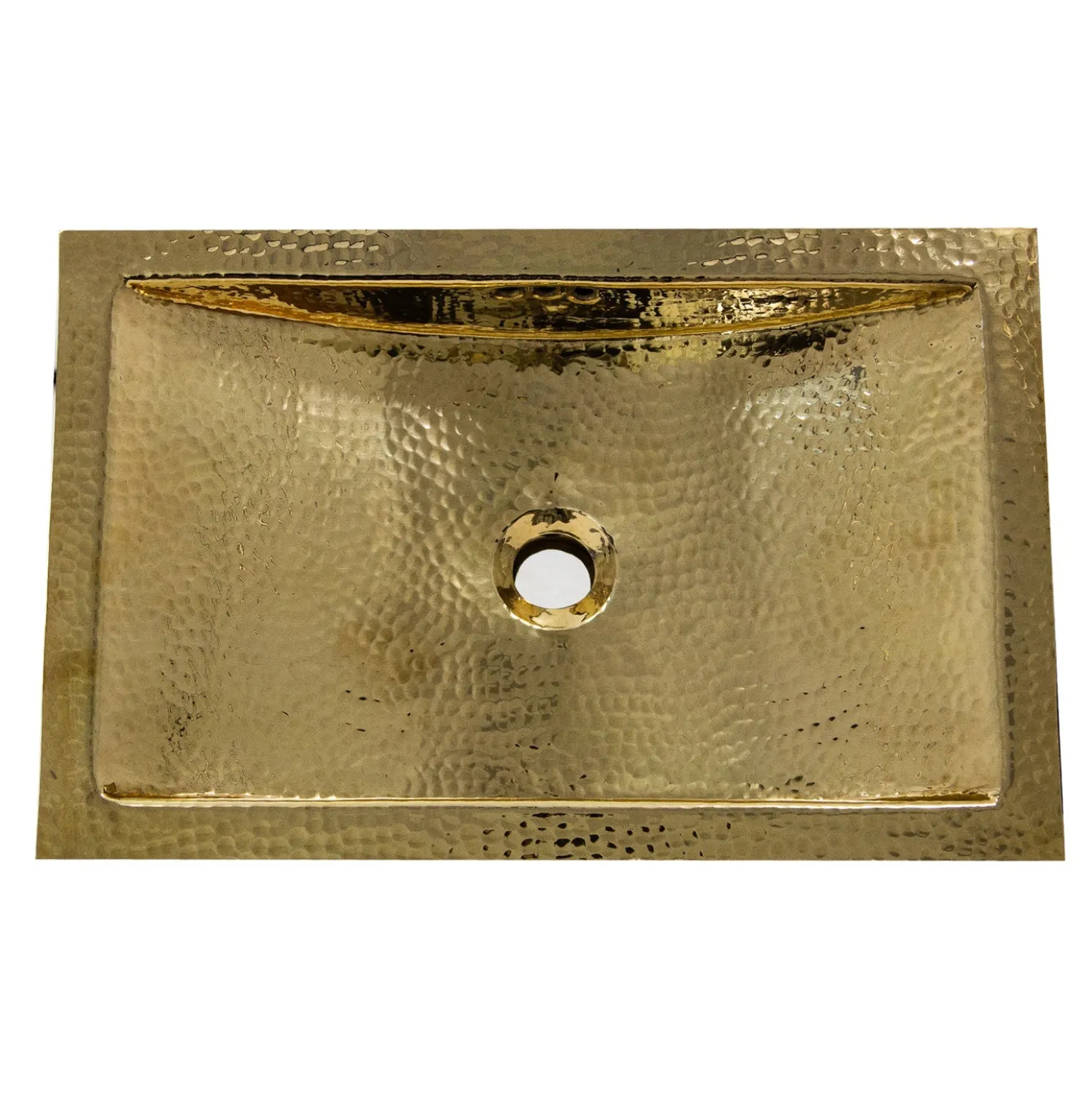 Nantucket Sinks TRB-OF - 19.8-Inch 12.8-Inch Hand Hammered Brass Rectangle Undermount Bathroom Sink with Overflow