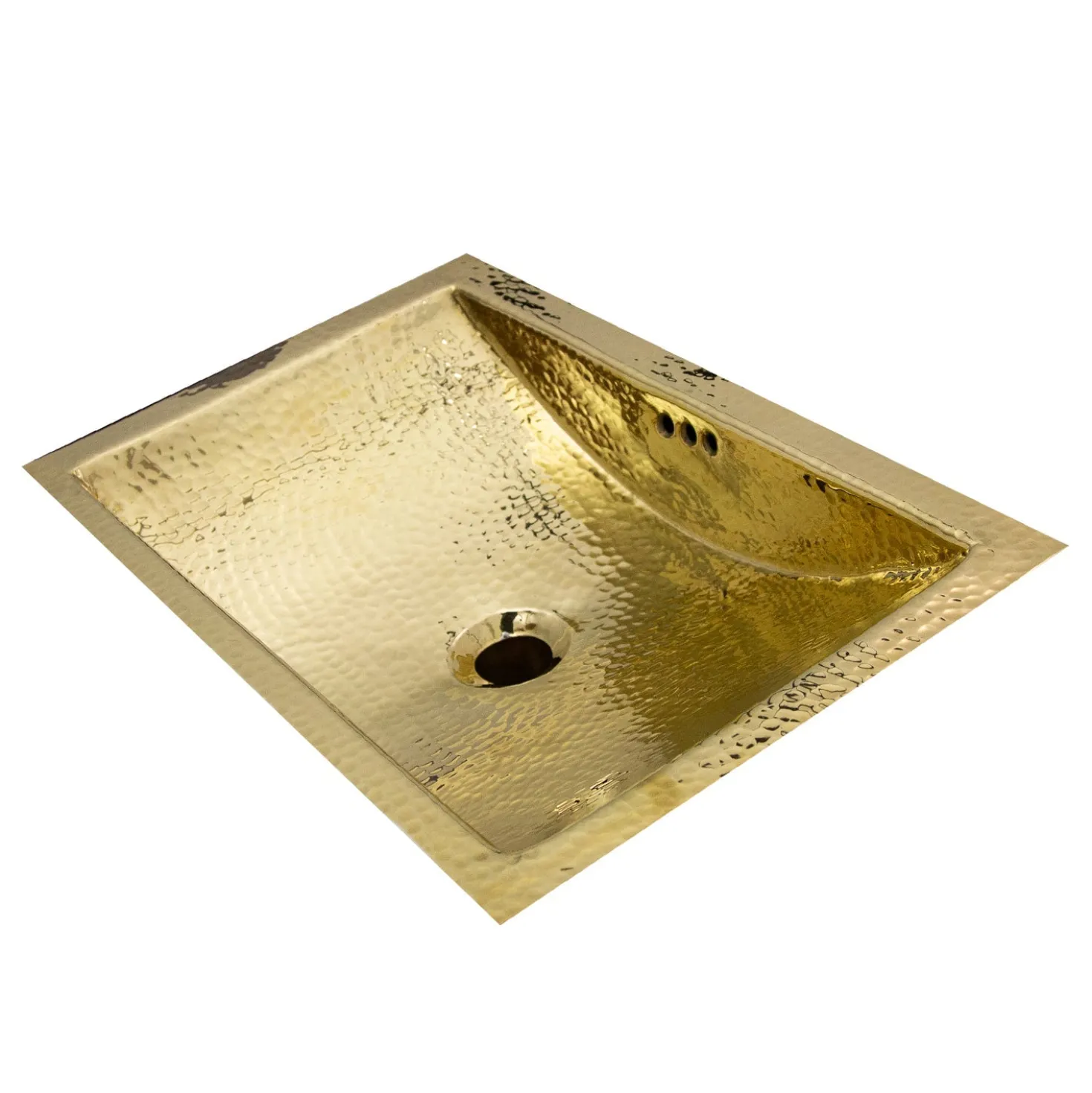 Nantucket Sinks TRB-OF - 19.8-Inch 12.8-Inch Hand Hammered Brass Rectangle Undermount Bathroom Sink with Overflow