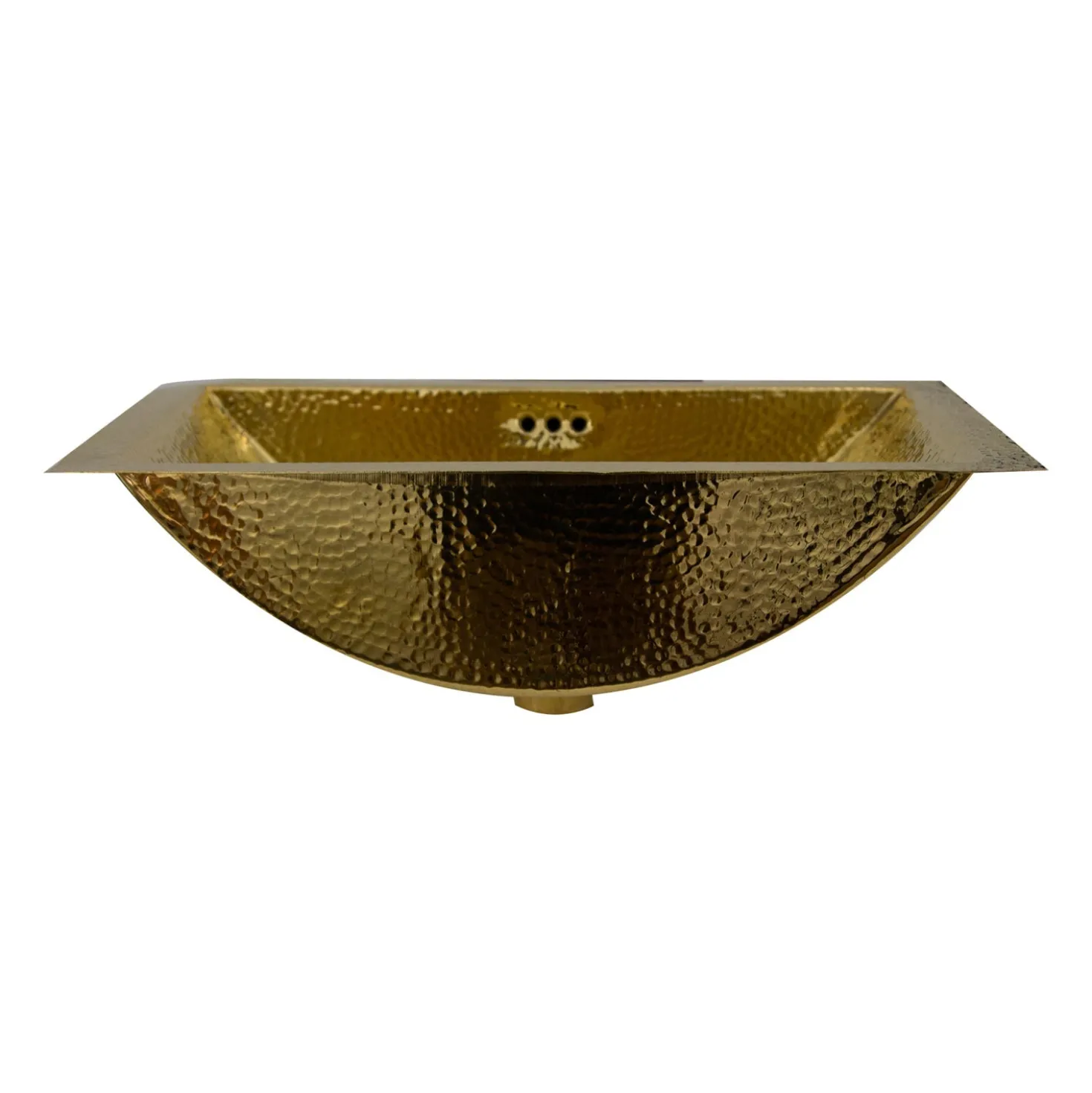 Nantucket Sinks TRB2416-OF - 23.5-Inch x 15.5-Inch Hand Hammered Brass Rectangle Undermount Bathroom Sink with Overflow
