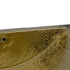 Nantucket Sinks TRB2416-OF - 23.5-Inch x 15.5-Inch Hand Hammered Brass Rectangle Undermount Bathroom Sink with Overflow