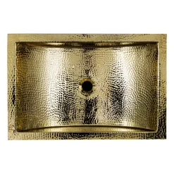 Nantucket Sinks TRB2416-OF - 23.5-Inch x 15.5-Inch Hand Hammered Brass Rectangle Undermount Bathroom Sink with Overflow