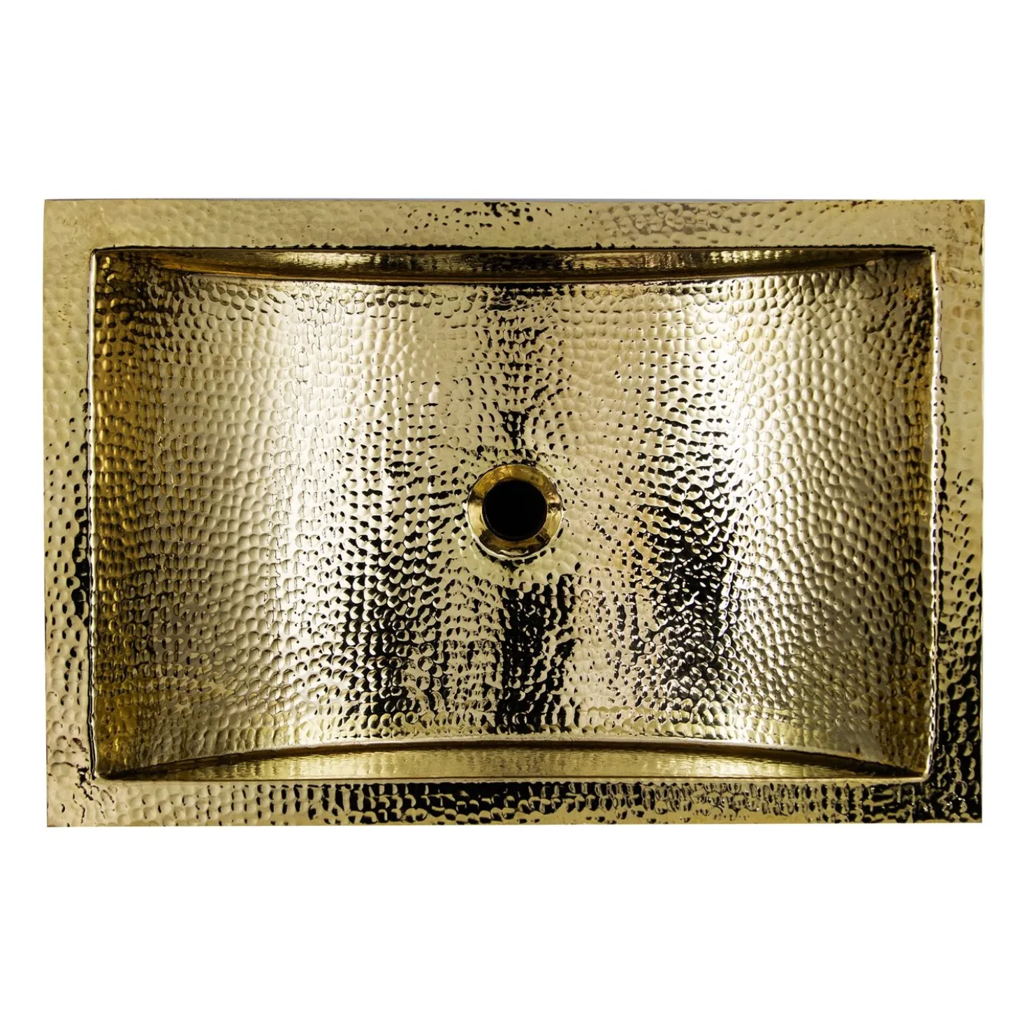 Nantucket Sinks TRB2416-OF - 23.5-Inch x 15.5-Inch Hand Hammered Brass Rectangle Undermount Bathroom Sink with Overflow