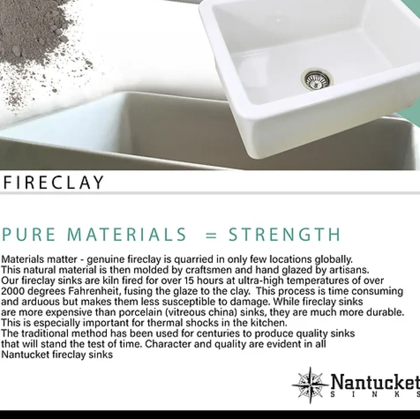 Nantucket Sinks 18" Undermount Fireclay Kitchen Sink Wellfleet-1818W