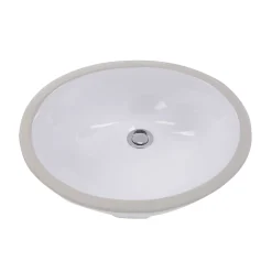 Nantucket Sinks 17 x 14 Glazed Bottom Undermount Oval Ceramic Sink in White