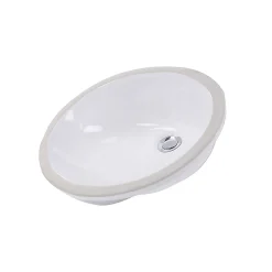 Nantucket Sinks 17 x 14 Glazed Bottom Undermount Oval Ceramic Sink in White