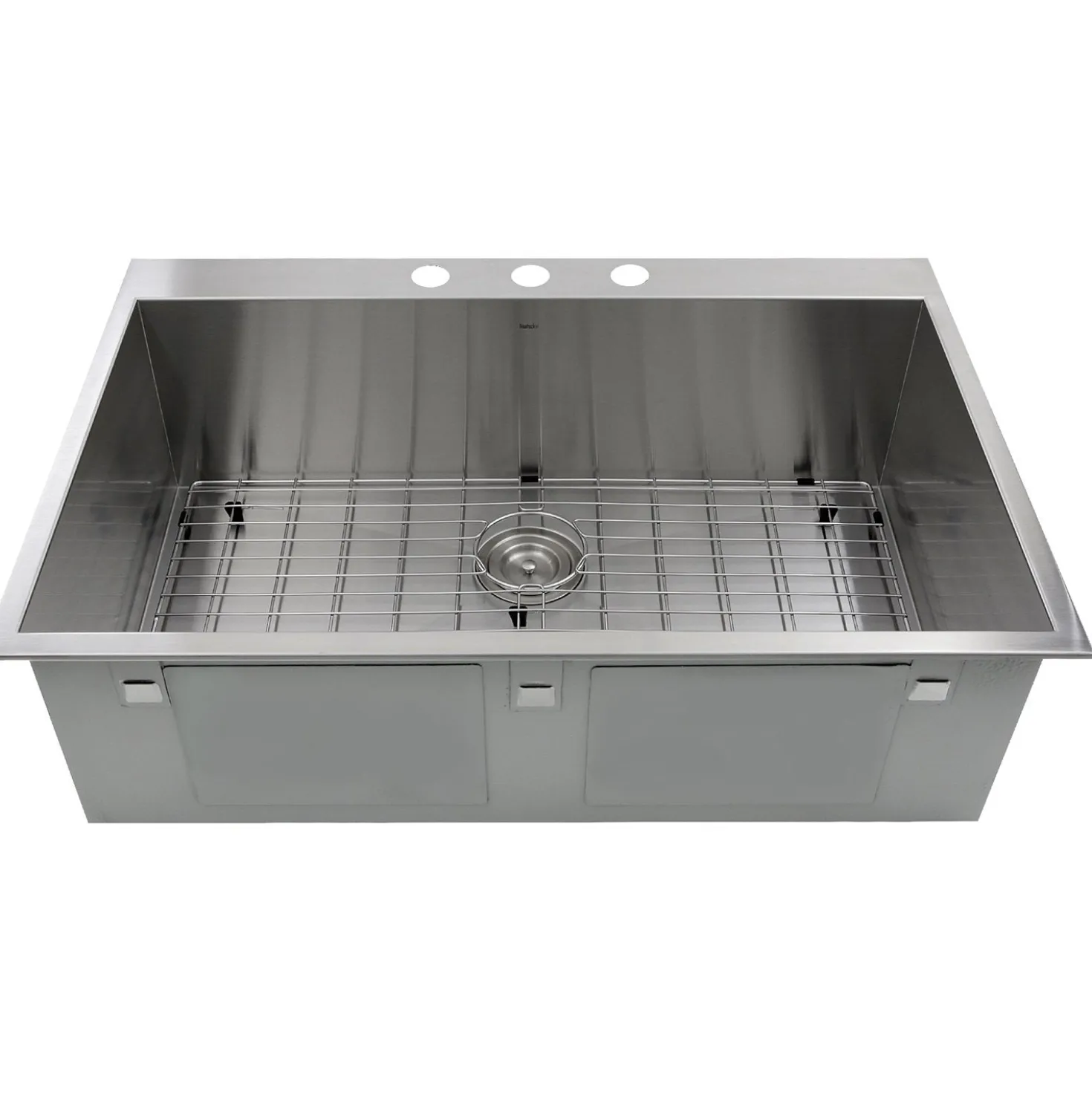 Nantucket Sinks ZR3322-16 - 33" Large Rectangle Single Bowl Zero Radius Stainless Steel Drop in Kitchen Sink, 16 Gauge - 3 Hole