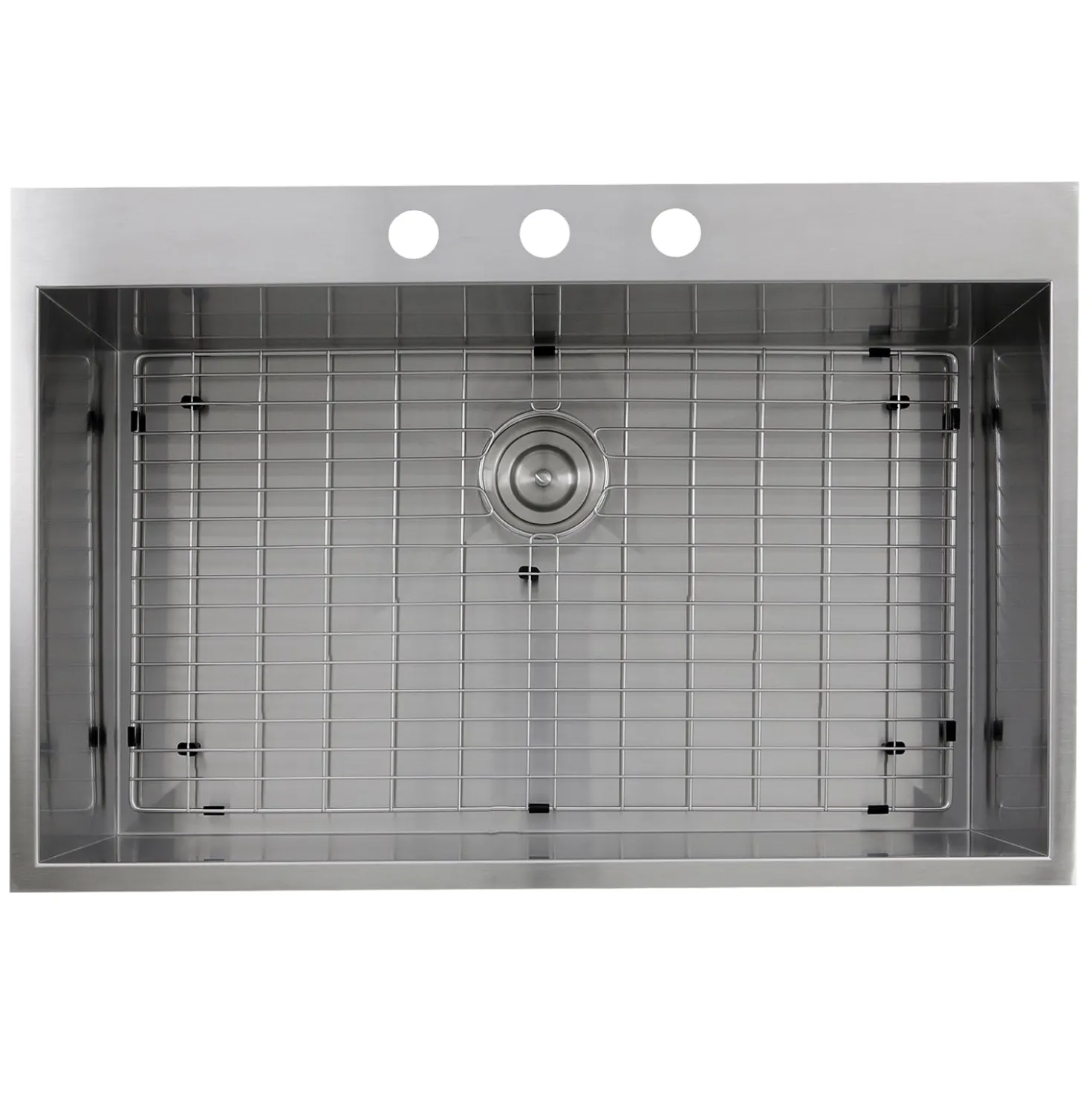 Nantucket Sinks ZR3322-16 - 33" Large Rectangle Single Bowl Zero Radius Stainless Steel Drop in Kitchen Sink, 16 Gauge - 3 Hole