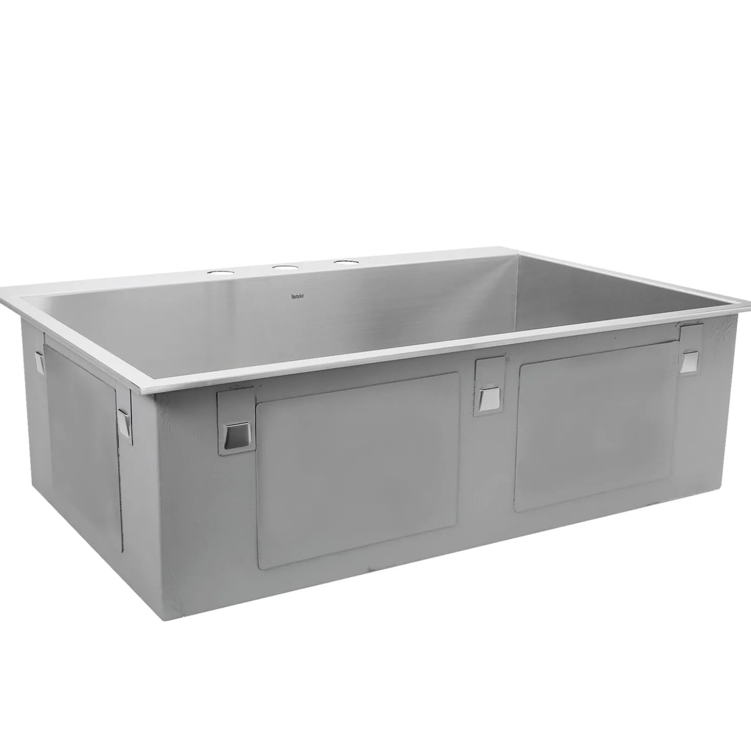 Nantucket Sinks ZR3322-16 - 33" Large Rectangle Single Bowl Zero Radius Stainless Steel Drop in Kitchen Sink, 16 Gauge - 3 Hole