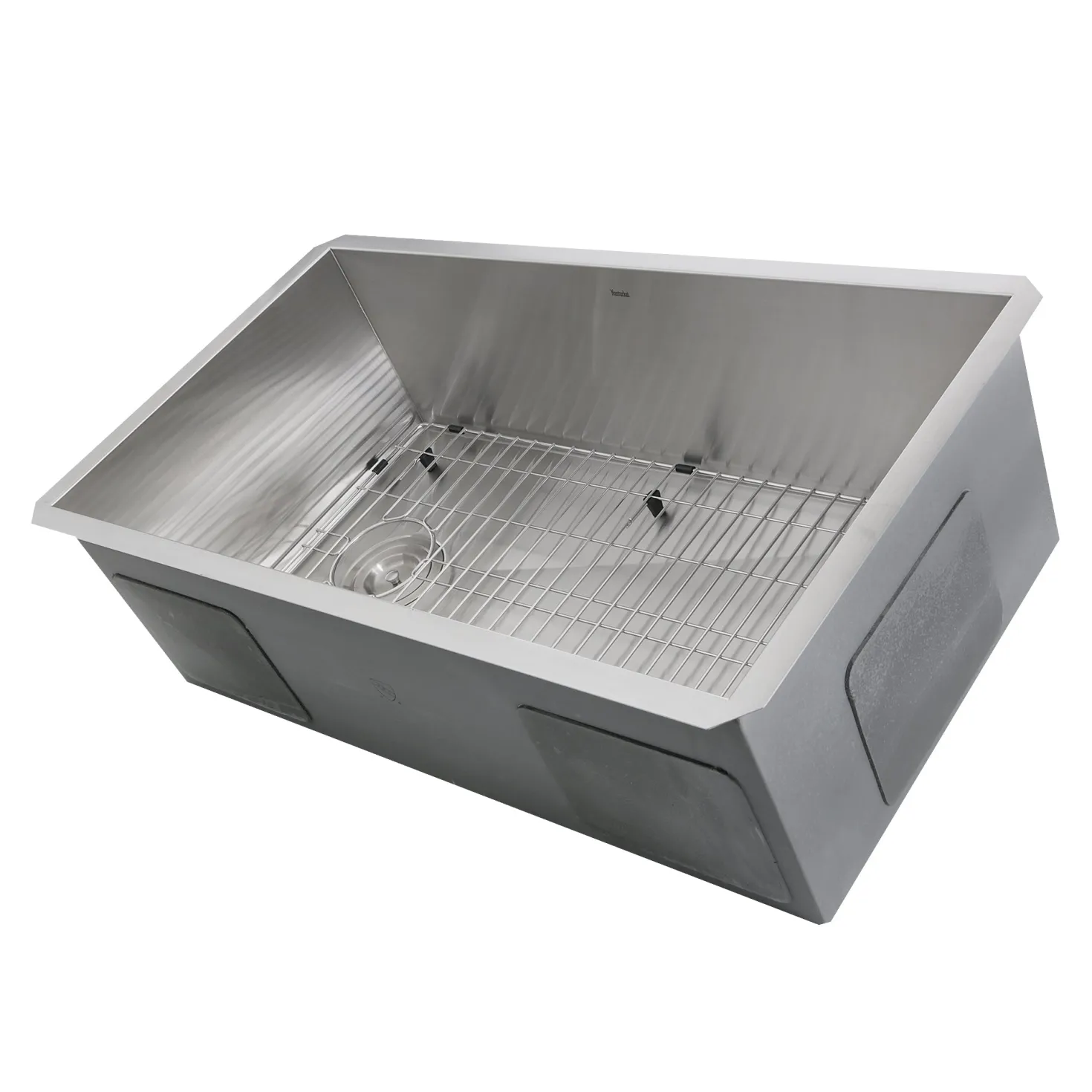 Nantucket Sinks ZR3218-OSD - 32" Pro Series Large Rectangle Single Bowl Undermount Small Radius Stainless Steel Kitchen Sink, Offset Drain
