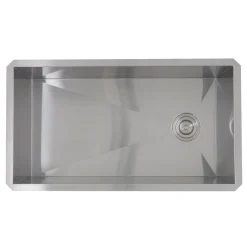 Nantucket Sinks ZR3218-OSD - 32" Pro Series Large Rectangle Single Bowl Undermount Small Radius Stainless Steel Kitchen Sink, Offset Drain