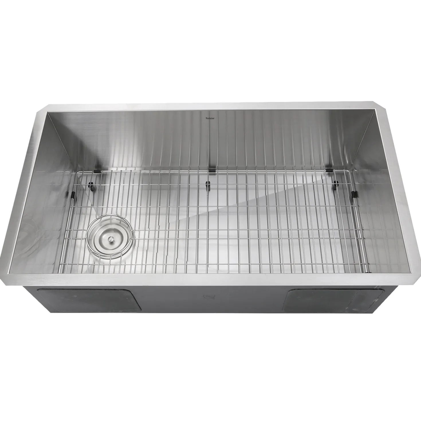 Nantucket Sinks ZR3218-OSD - 32" Pro Series Large Rectangle Single Bowl Undermount Small Radius Stainless Steel Kitchen Sink, Offset Drain